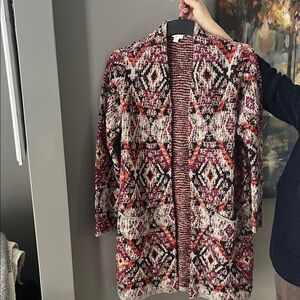 J. Jill Multicolor Geometric Cardigan